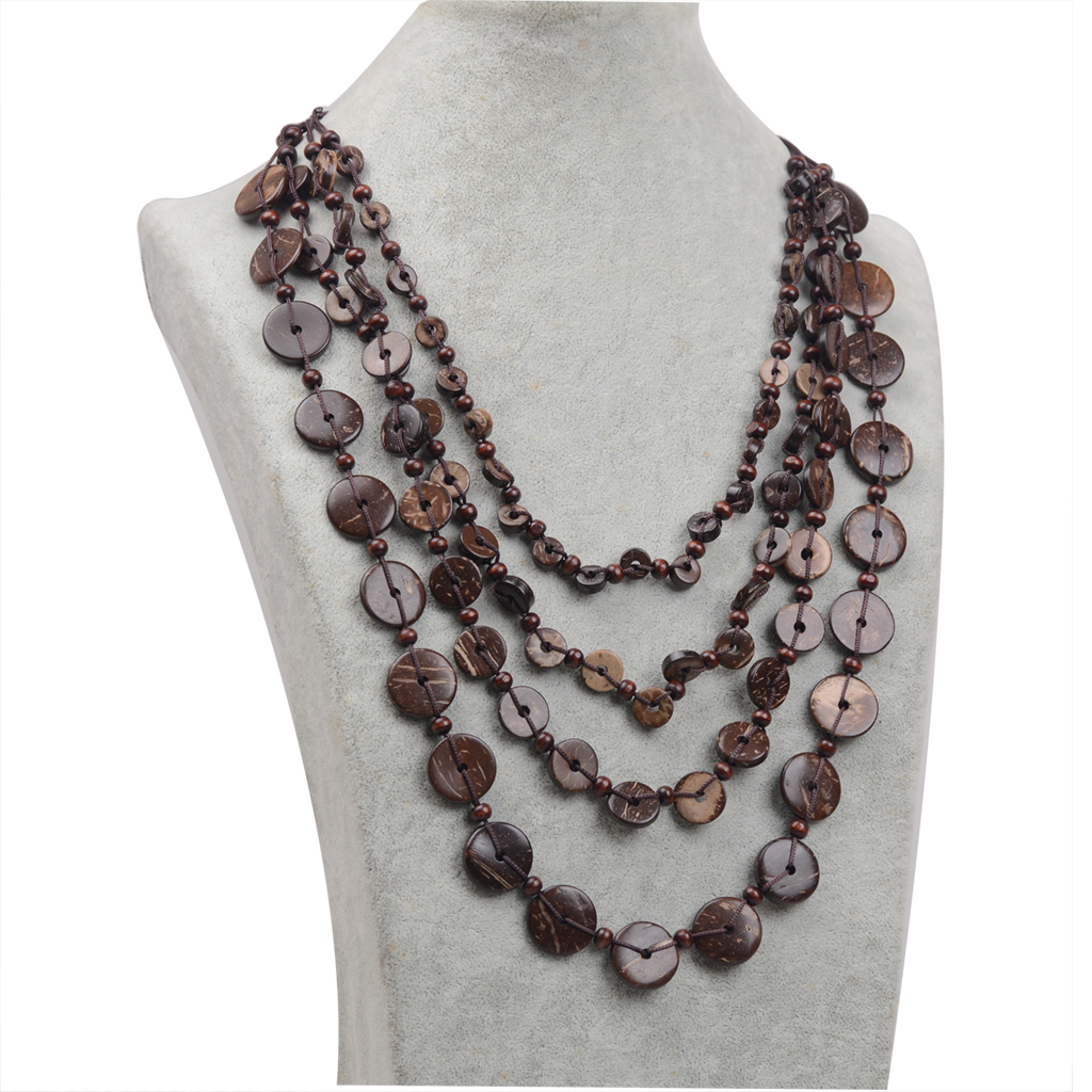 Wholesale Jewelry Vintage Style Bohemian Classic Style Geometric Wooden Beads Coconut Shell Layered Necklaces display picture 8