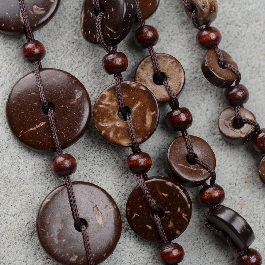Wholesale Jewelry Vintage Style Bohemian Classic Style Geometric Wooden Beads Coconut Shell Layered Necklaces display picture 9