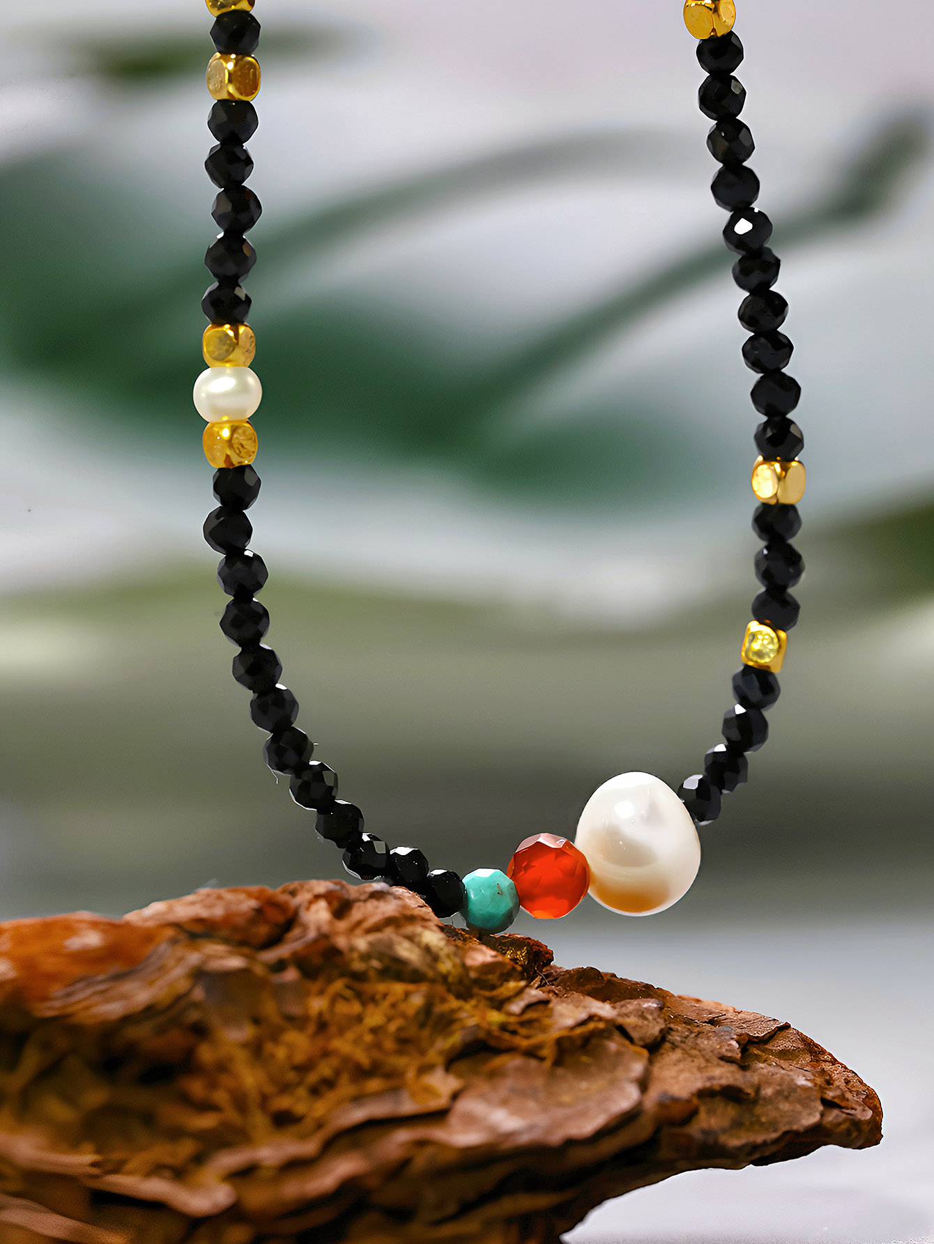 Ein Naturstein Süßwasserperle Kupfer 18 Karat Vergoldet Vintage-Stil Klassischer Stil Perlen Geometrisch Halskette display picture 5