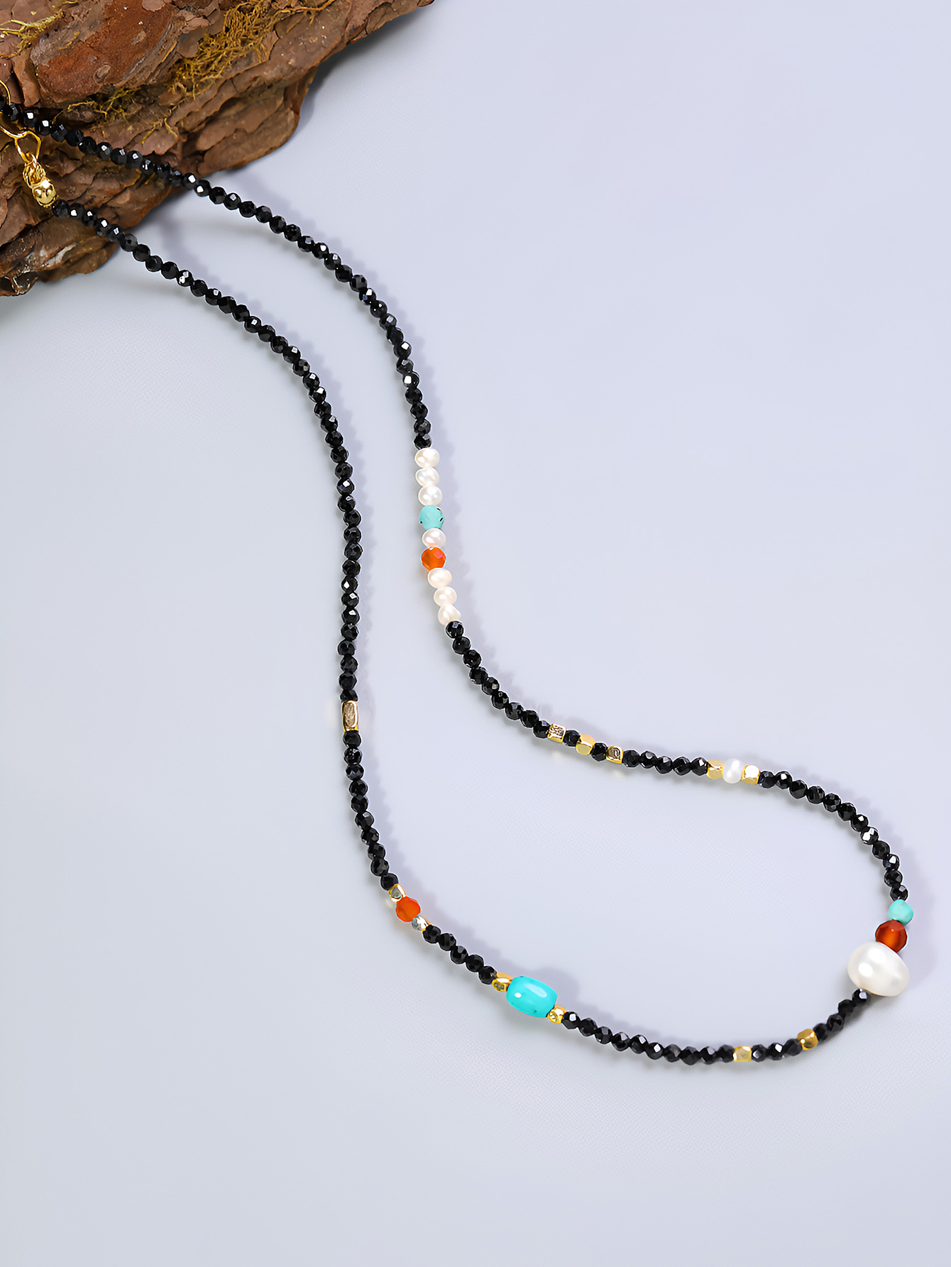 Natural Stone Freshwater Pearl Copper 18K Gold Plated Vintage Style Classic Style Beaded Geometric Necklace display picture 1