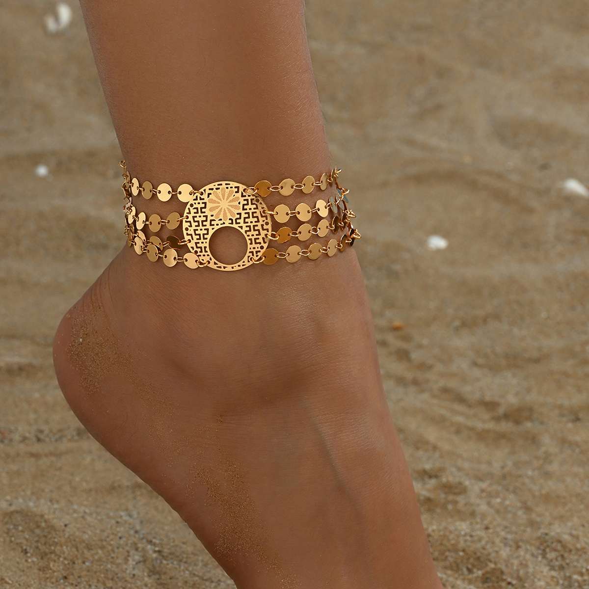 Elegant Streetwear Geometric Solid Color 18K Gold Plated Iron Wholesale Anklet display picture 4