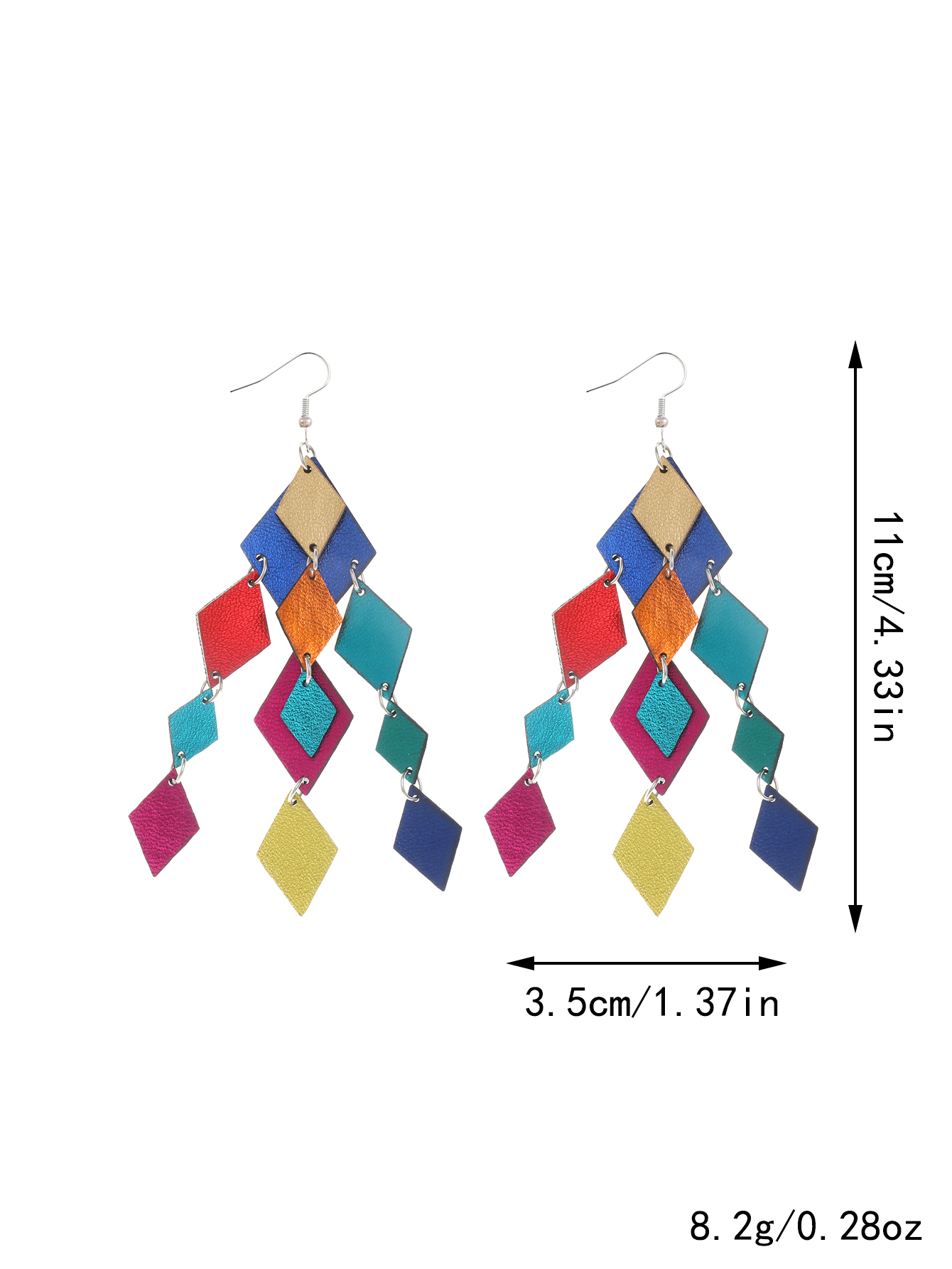 1 Pair Ethnic Style Bohemian Classic Style Geometric Rhombus Pu Leather Drop Earrings display picture 4