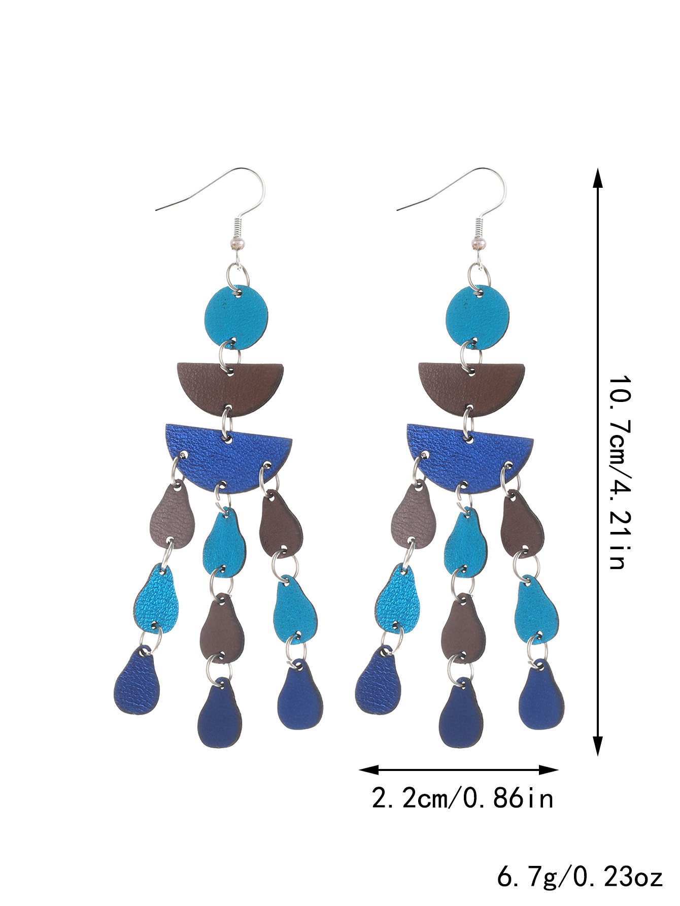 1 Pair Vintage Style Ethnic Style Color Block Patchwork Pu Leather Drop Earrings display picture 3