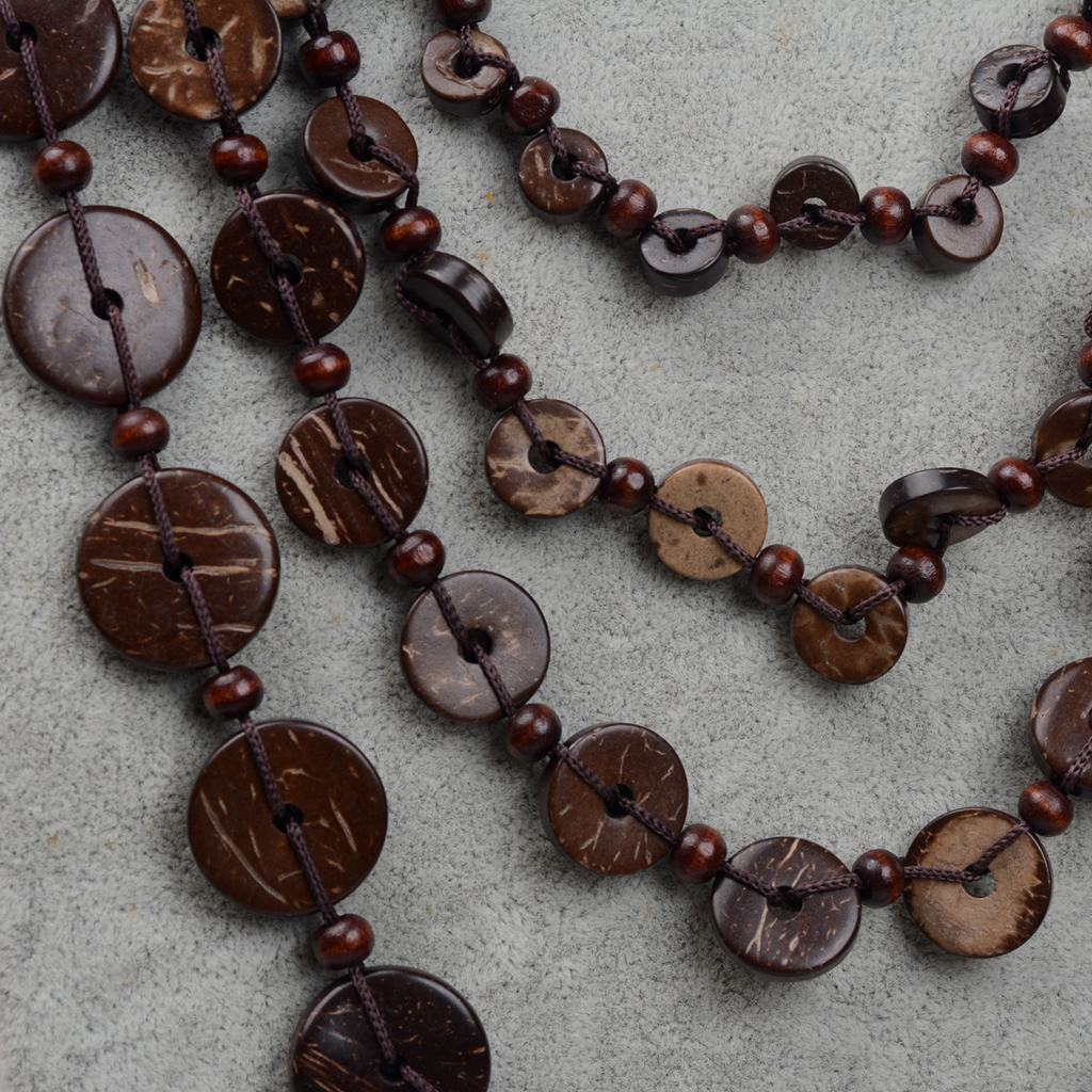 Wholesale Jewelry Vintage Style Bohemian Classic Style Geometric Wooden Beads Coconut Shell Layered Necklaces display picture 11