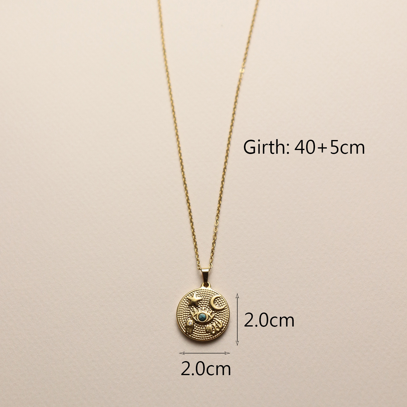 304 Stainless Steel 18K Gold Plated IG Style Elegant Streetwear Inlay Round Square Moon Turquoise Zircon Pendant Necklace display picture 18
