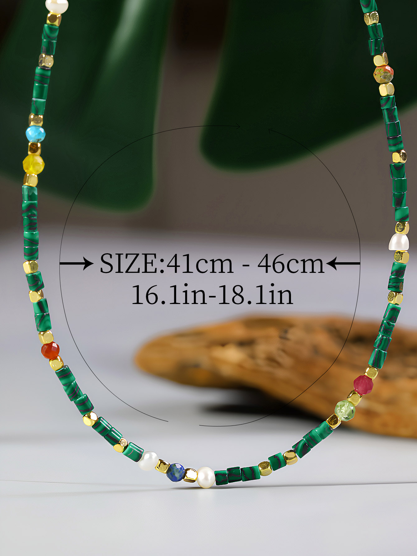 Ein Naturstein Kupfer 18 Karat Vergoldet Bohemien Klassischer Stil Perlen Geometrisch Halskette display picture 5