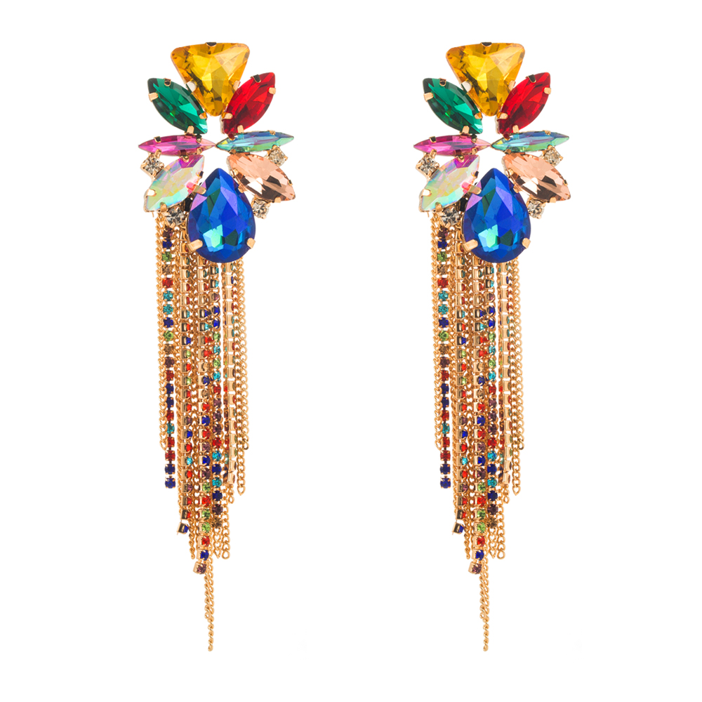 1 Pair Casual Vacation Classic Style Color Block Plating Inlay Alloy Rhinestones 14K Gold Plated Drop Earrings display picture 5