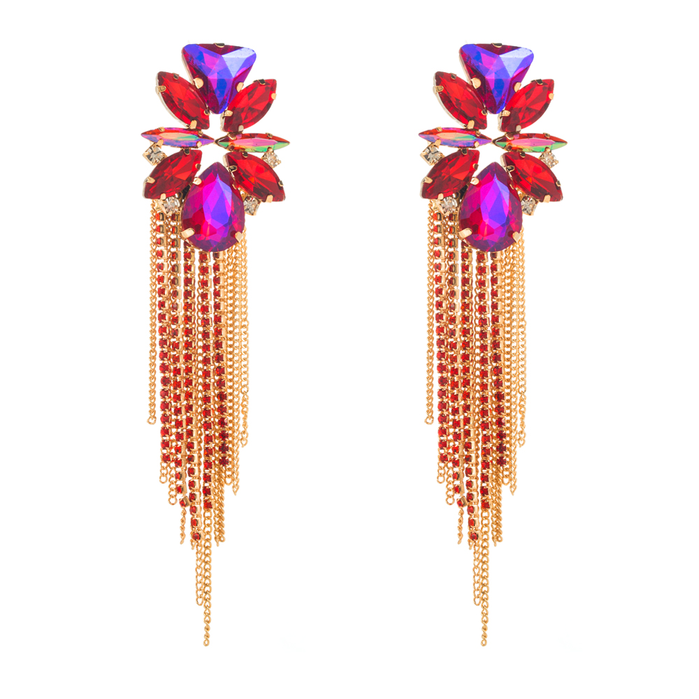 1 Pair Casual Vacation Classic Style Color Block Plating Inlay Alloy Rhinestones 14K Gold Plated Drop Earrings display picture 6