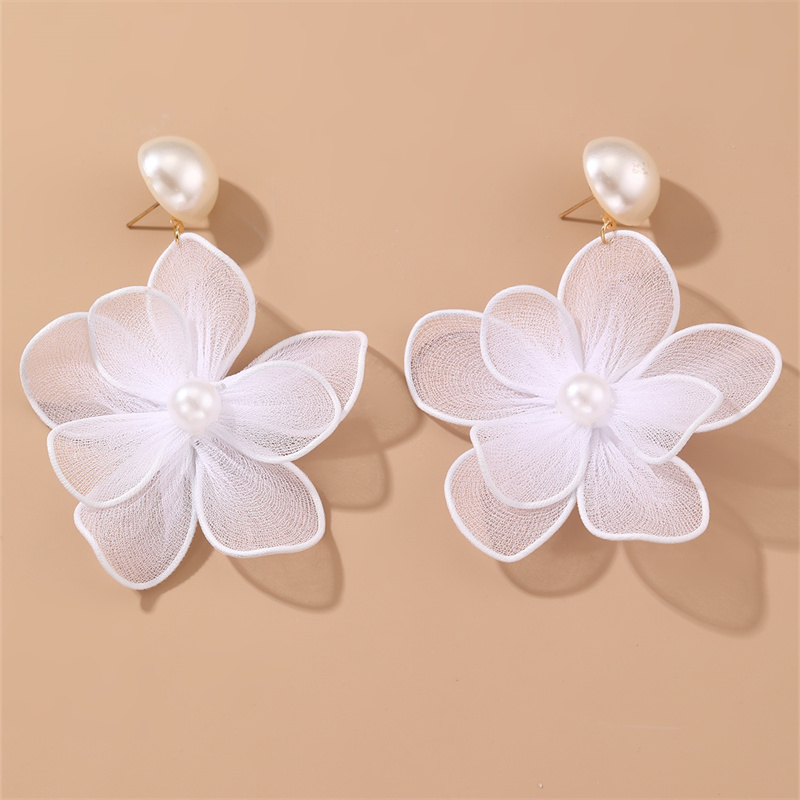 1 Pair Cute Sweet Flower Patchwork Cloth Drop Earrings display picture 1