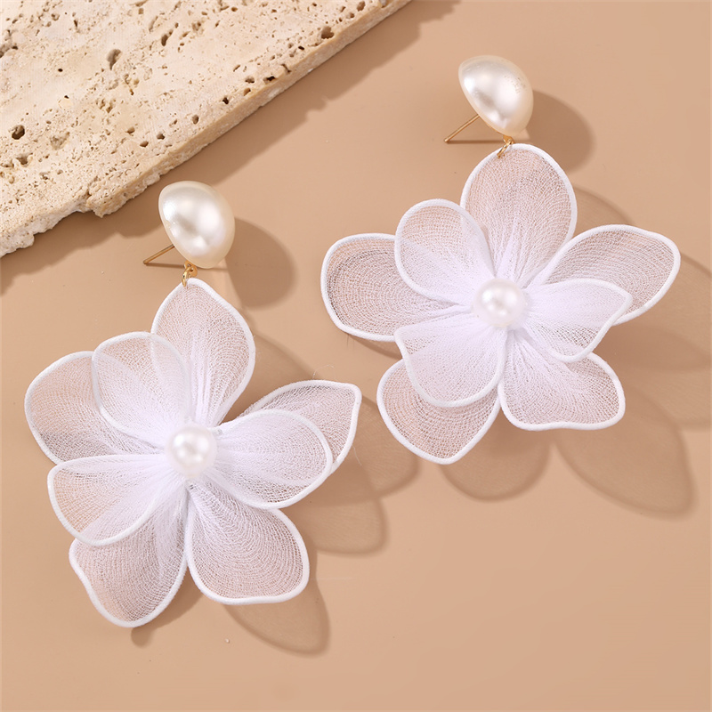 1 Pair Cute Sweet Flower Patchwork Cloth Drop Earrings display picture 5