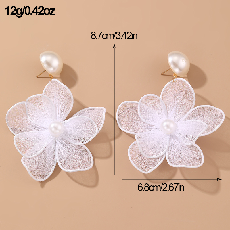 1 Pair Cute Sweet Flower Patchwork Cloth Drop Earrings display picture 7