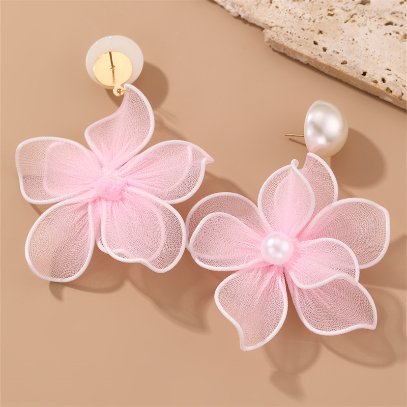 1 Pair Cute Sweet Flower Patchwork Cloth Drop Earrings display picture 10