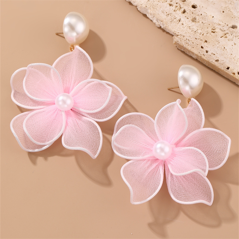 1 Pair Cute Sweet Flower Patchwork Cloth Drop Earrings display picture 12