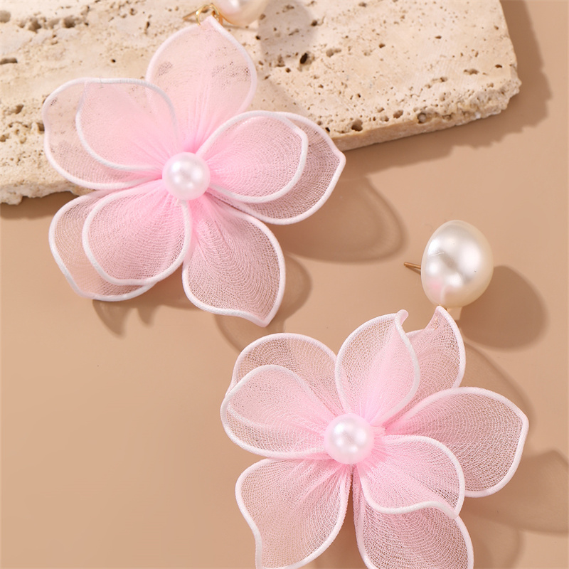 1 Pair Cute Sweet Flower Patchwork Cloth Drop Earrings display picture 11