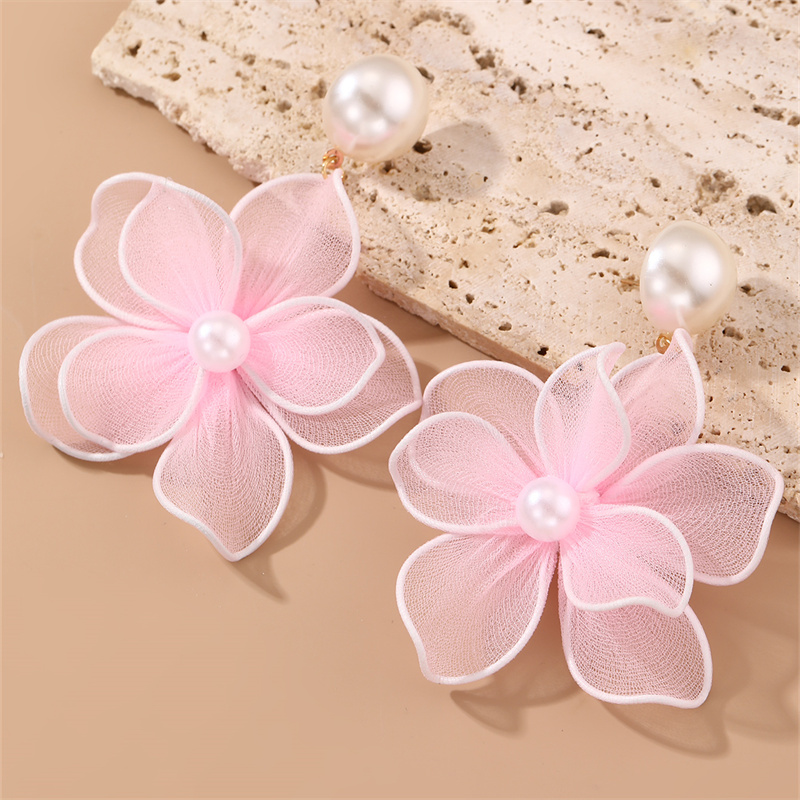 1 Pair Cute Sweet Flower Patchwork Cloth Drop Earrings display picture 14