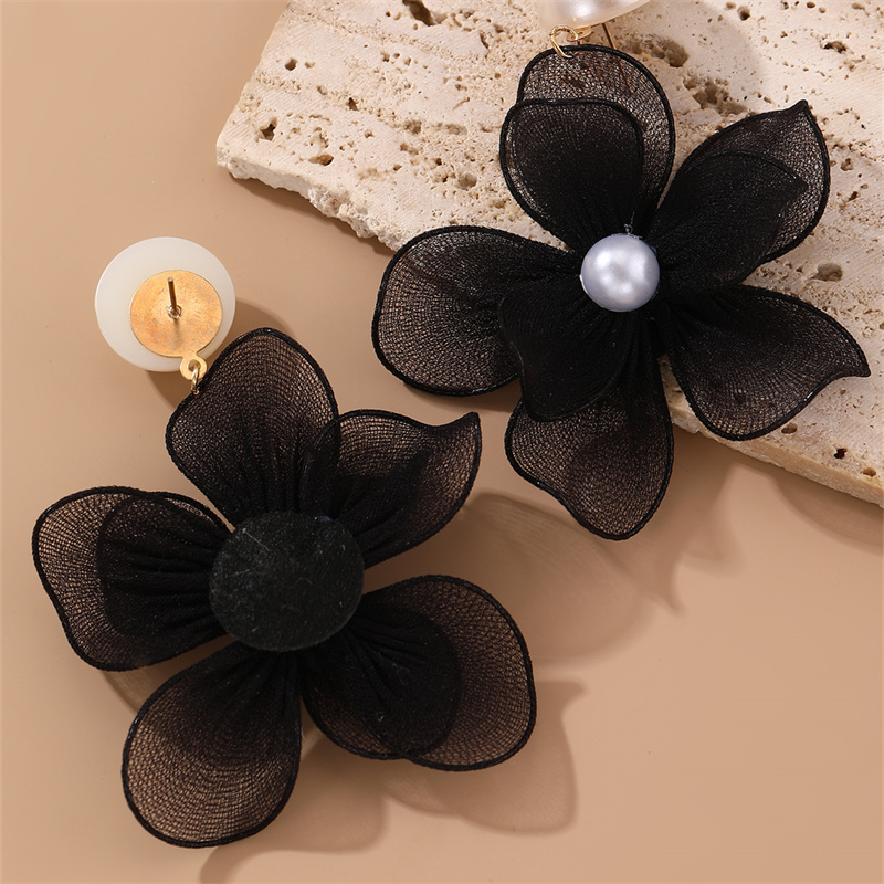 1 Pair Cute Sweet Flower Patchwork Cloth Drop Earrings display picture 17