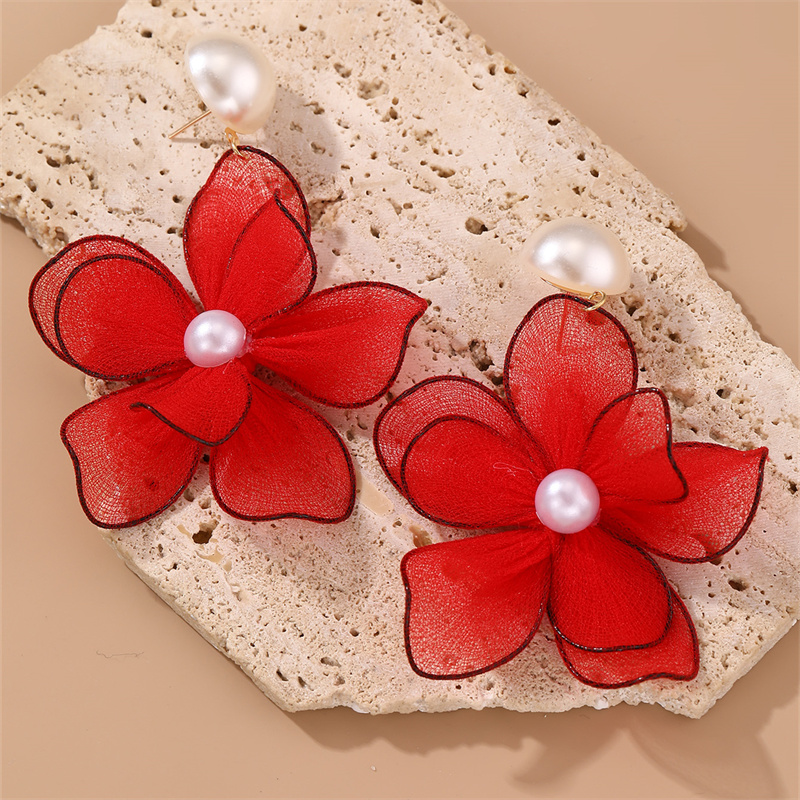 1 Pair Cute Sweet Flower Patchwork Cloth Drop Earrings display picture 23
