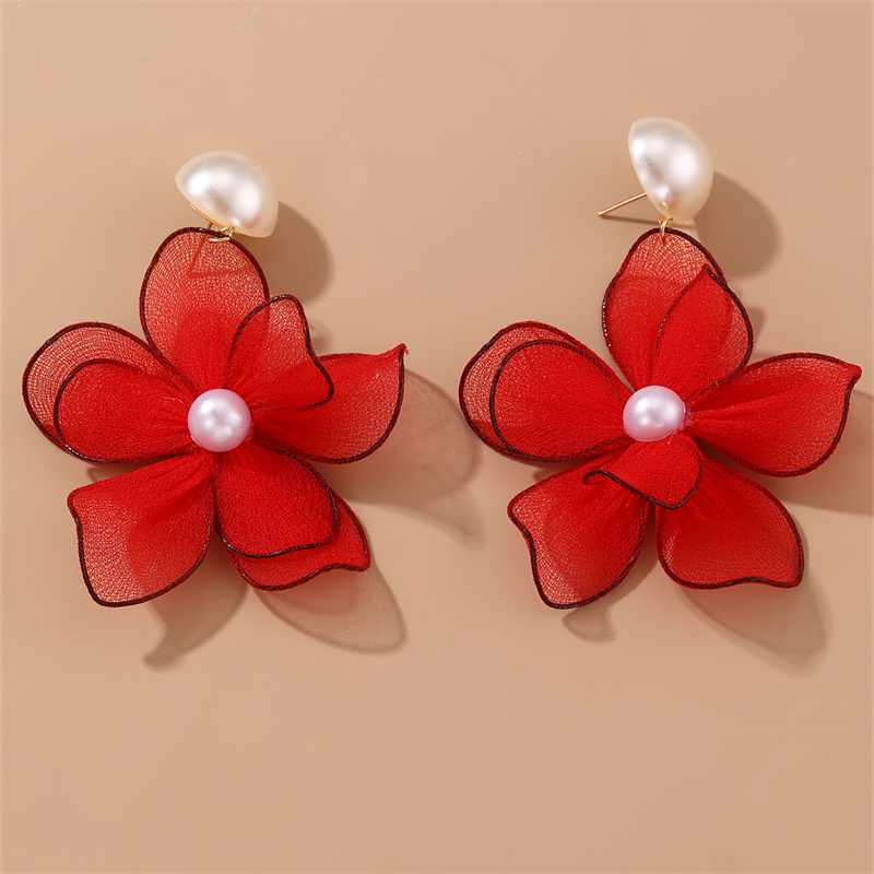 1 Pair Cute Sweet Flower Patchwork Cloth Drop Earrings display picture 21