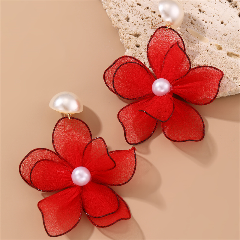 1 Pair Cute Sweet Flower Patchwork Cloth Drop Earrings display picture 25