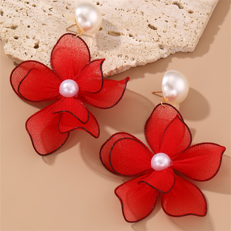 1 Pair Cute Sweet Flower Patchwork Cloth Drop Earrings display picture 24