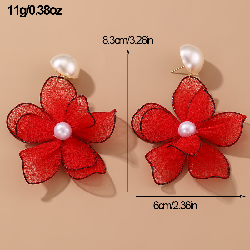 1 Pair Cute Sweet Flower Patchwork Cloth Drop Earrings display picture 26