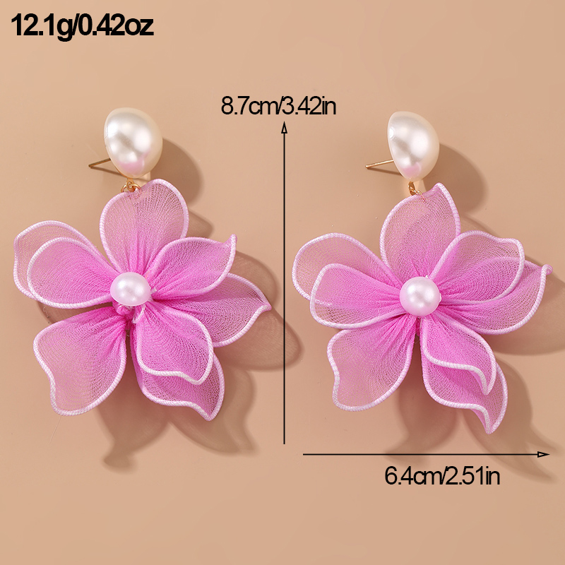 1 Pair Cute Sweet Flower Patchwork Cloth Drop Earrings display picture 31