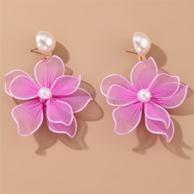 1 Pair Cute Sweet Flower Patchwork Cloth Drop Earrings display picture 28