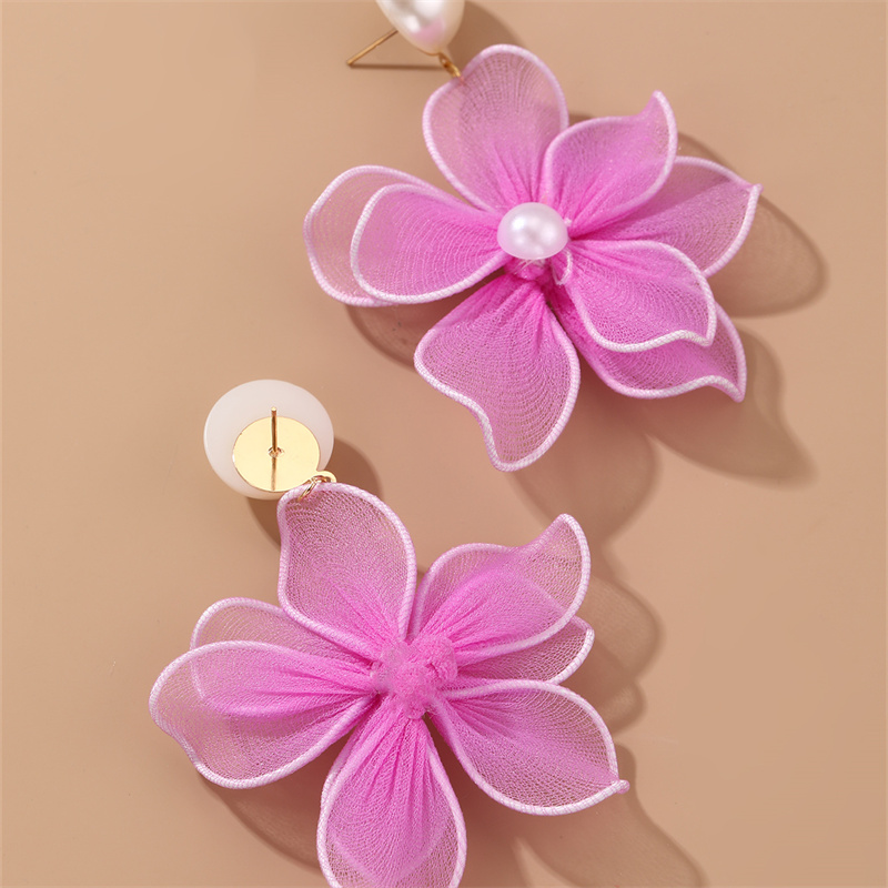 1 Pair Cute Sweet Flower Patchwork Cloth Drop Earrings display picture 32