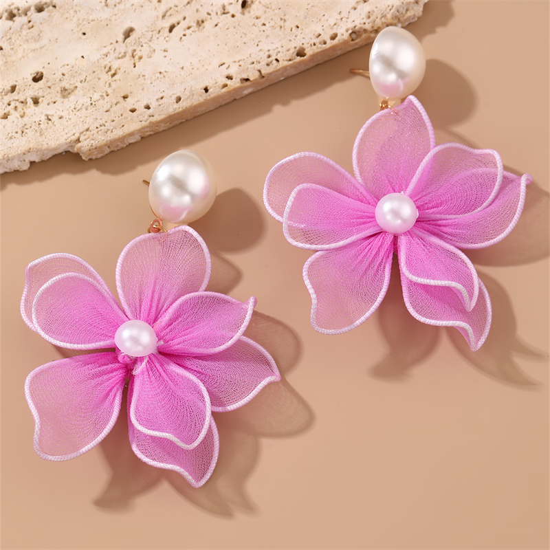 1 Pair Cute Sweet Flower Patchwork Cloth Drop Earrings display picture 33