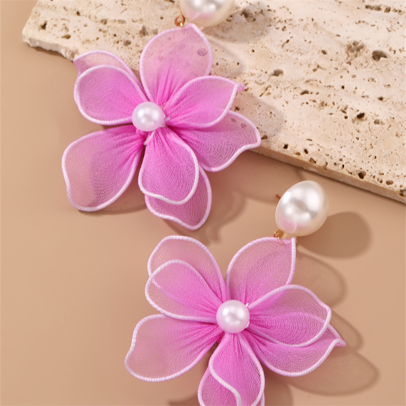 1 Pair Cute Sweet Flower Patchwork Cloth Drop Earrings display picture 34
