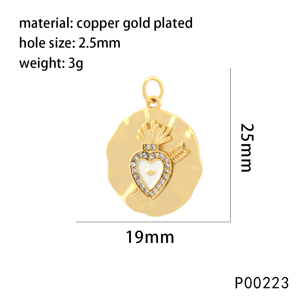 1 Piece 25*15mm Copper Zircon 18K Gold Plated Geometric Devil's Eye Heart Shape Pendant Chain display picture 3