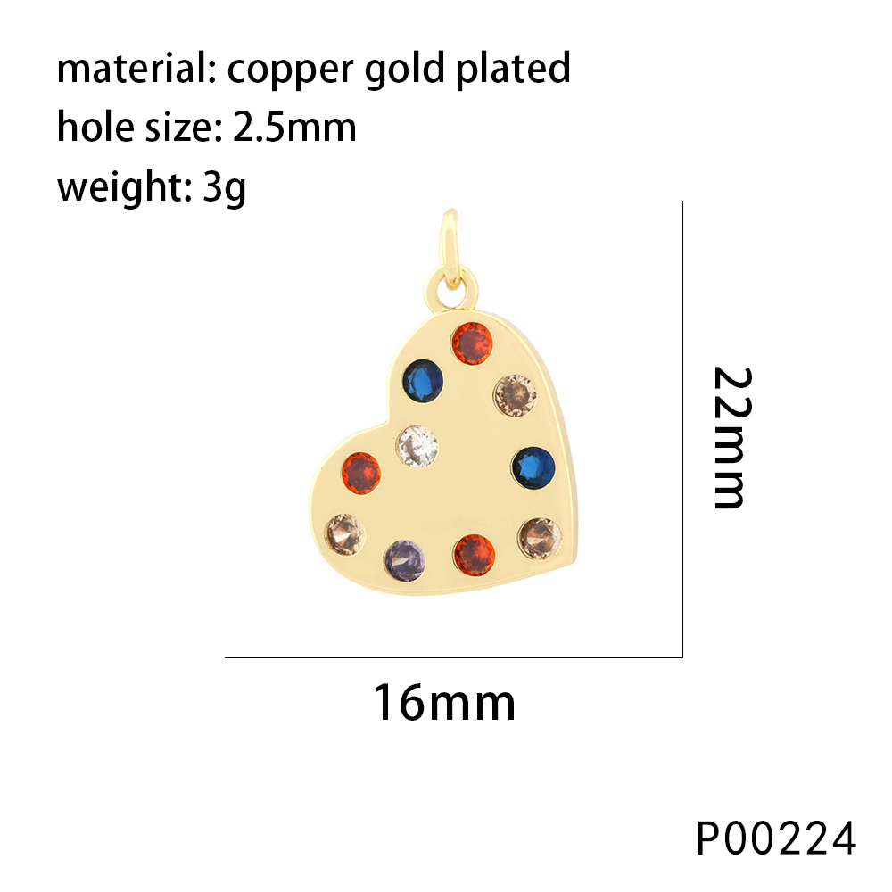 1 Piece 25*15mm Copper Zircon 18K Gold Plated Geometric Devil's Eye Heart Shape Pendant Chain display picture 1