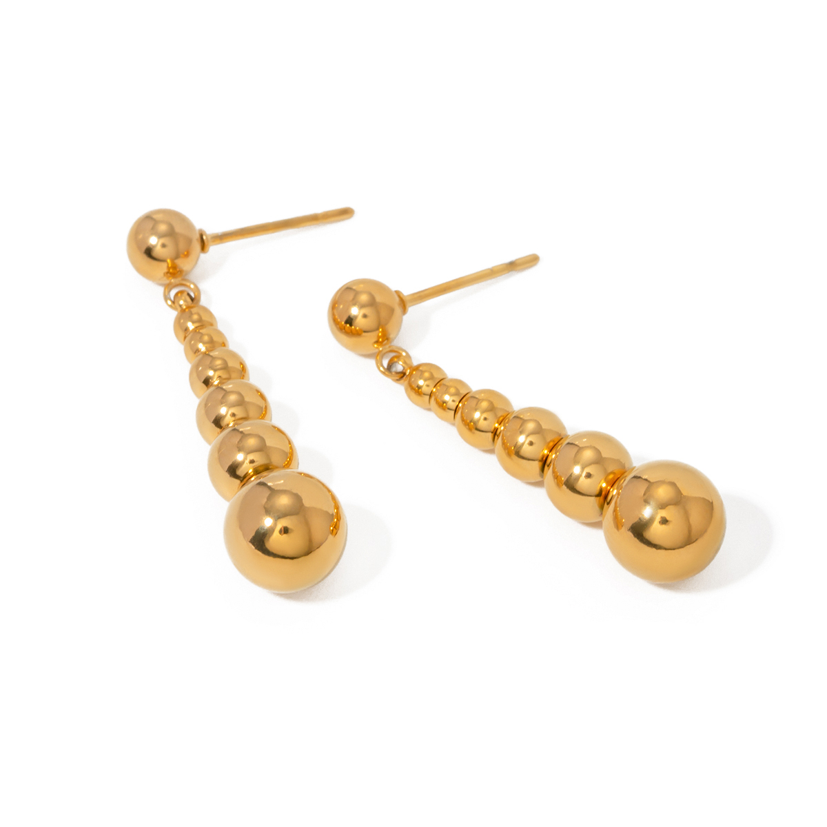 1 Pair IG Style Basic Modern Style Round Ball Plating 304 Stainless Steel 18K Gold Plated Ear Studs display picture 1