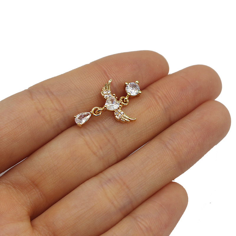 1 Piece Ear Cartilage Rings & Studs Sweet Simple Style Star Moon Heart Shape 316 Stainless Steel  Copper Hollow Out Inlay Rhinestones Glass Zircon Gold Plated Ear Cartilage Rings & Studs display picture 10
