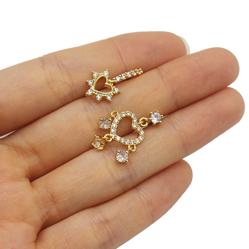 1 Piece Ear Cartilage Rings & Studs Sweet Simple Style Star Moon Heart Shape 316 Stainless Steel  Copper Hollow Out Inlay Rhinestones Glass Zircon Gold Plated Ear Cartilage Rings & Studs display picture 14