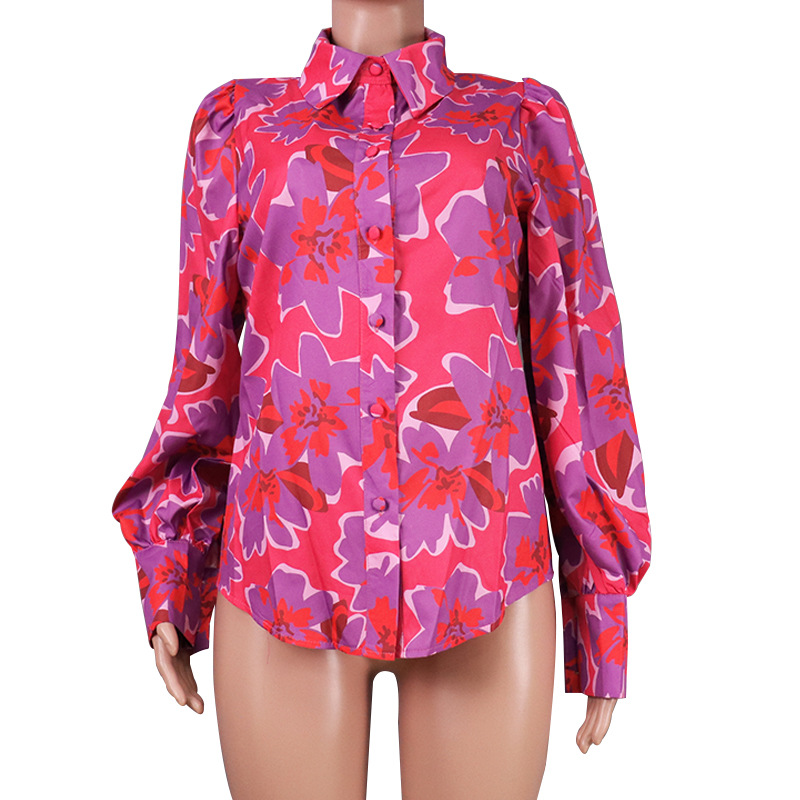Women's Blouse Long Sleeve Blouses Printing Sexy Color Block display picture 11