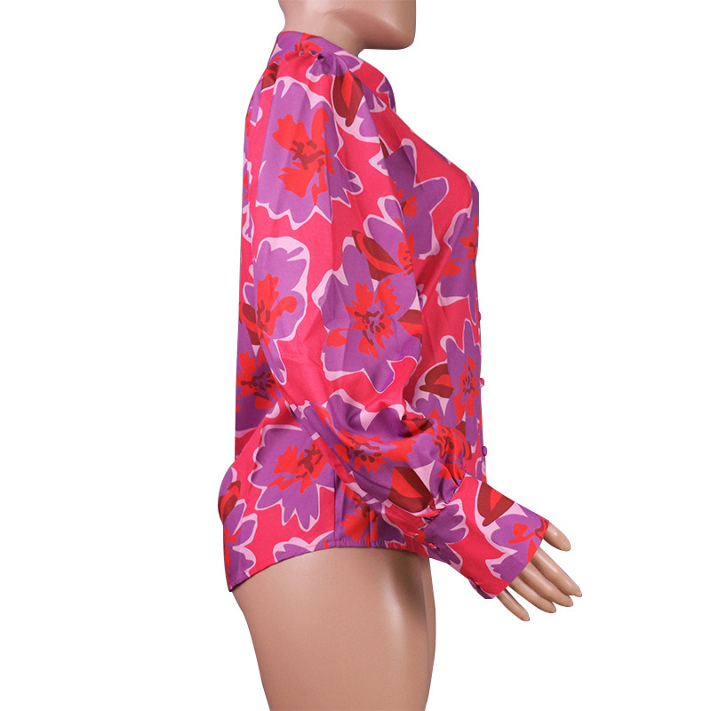 Women's Blouse Long Sleeve Blouses Printing Sexy Color Block display picture 10