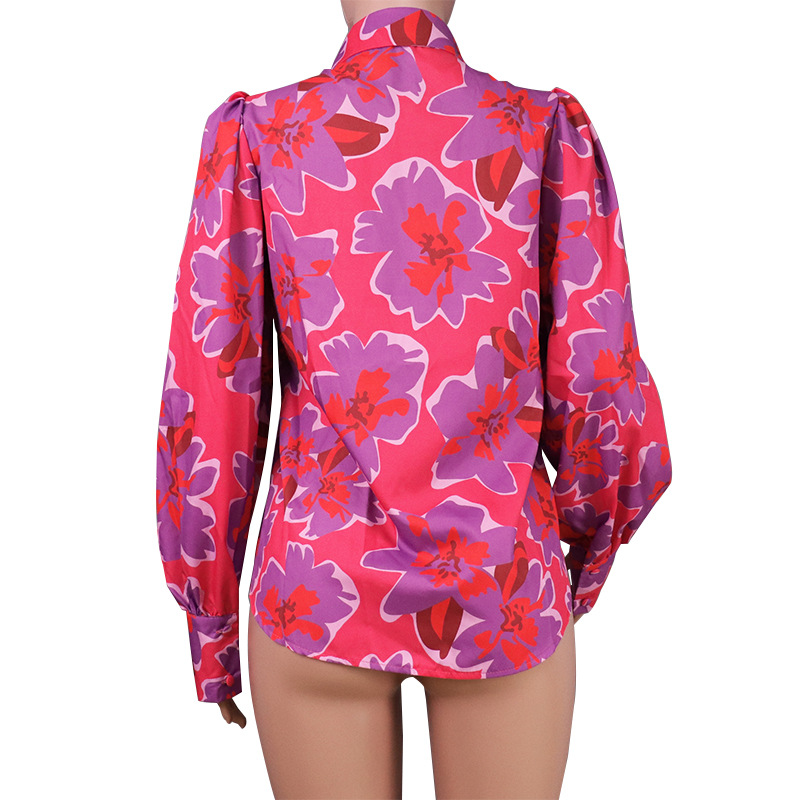 Women's Blouse Long Sleeve Blouses Printing Sexy Color Block display picture 12