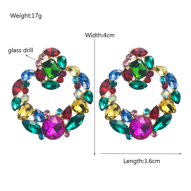 1 Pair Vacation Classic Style Color Block Plating Inlay Alloy Glass 14K Gold Plated Ear Studs display picture 1