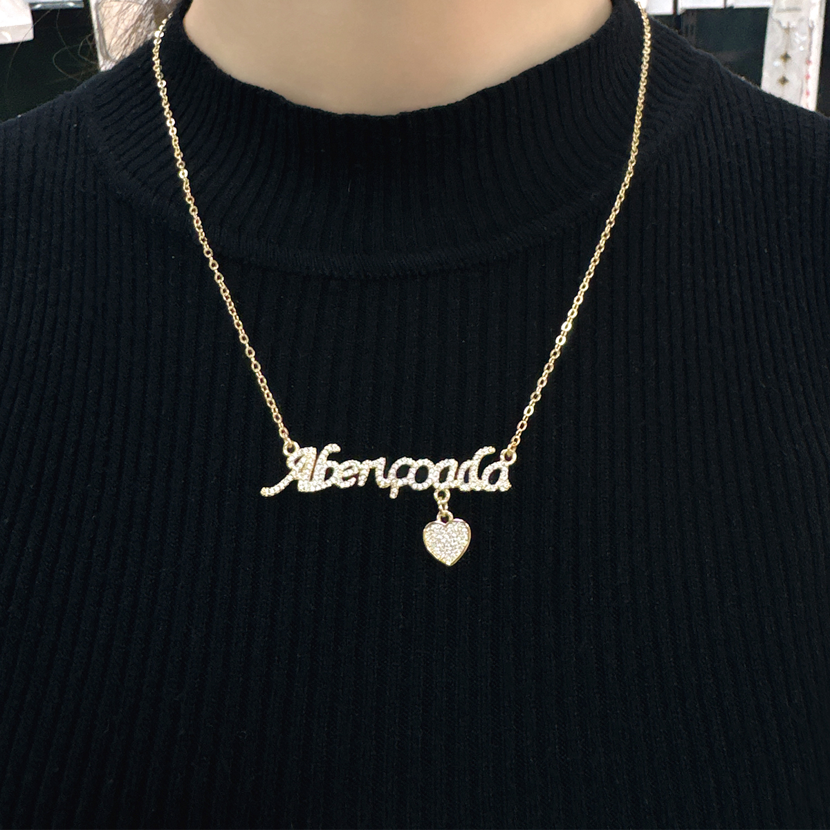 Copper Gold Plated Simple Style Korean Style Plating Inlay Letter Heart Shape Zircon Pendant Necklace display picture 5