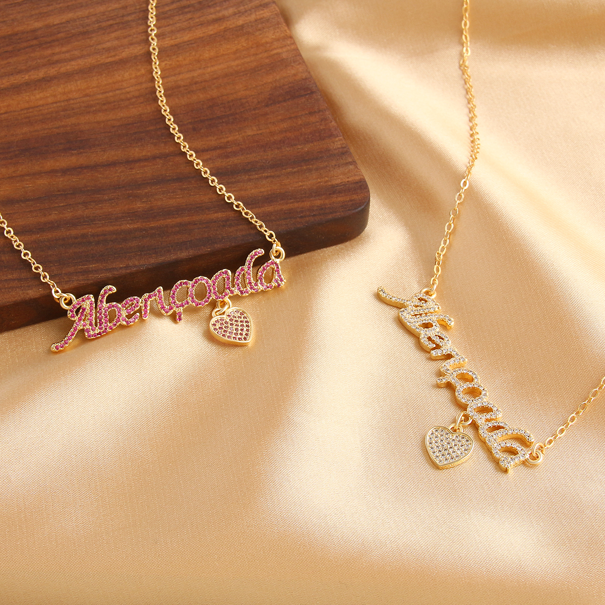 Kupfer Vergoldet Einfacher Stil Koreanische Art Überzug Inlay Brief Herzform Zirkon Halskette Mit Anhänger display picture 4