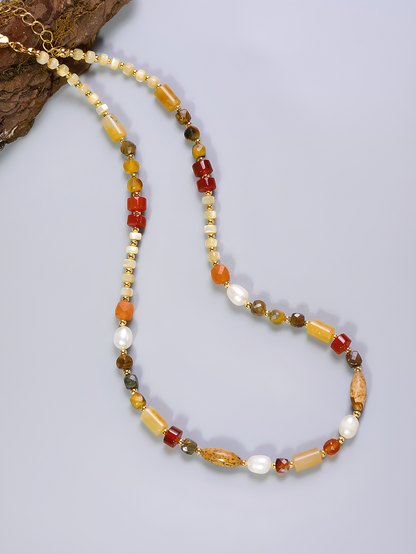 Wholesale Jewelry Ethnic Style Bohemian Classic Style Geometric Freshwater Pearl Stone Shell 18K Gold Plated Beaded Necklace display picture 1