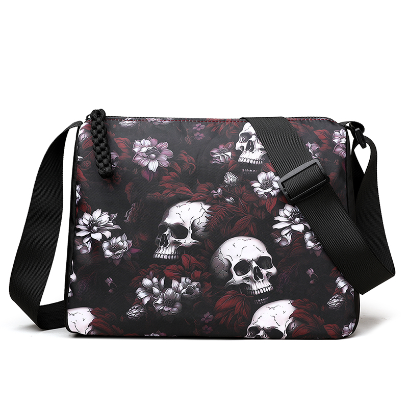 Women's Medium Canvas Skull Streetwear Zipper Crossbody Bag display picture 2