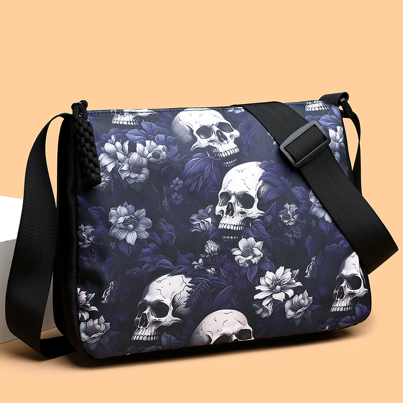 Women's Medium Canvas Skull Streetwear Zipper Crossbody Bag display picture 5