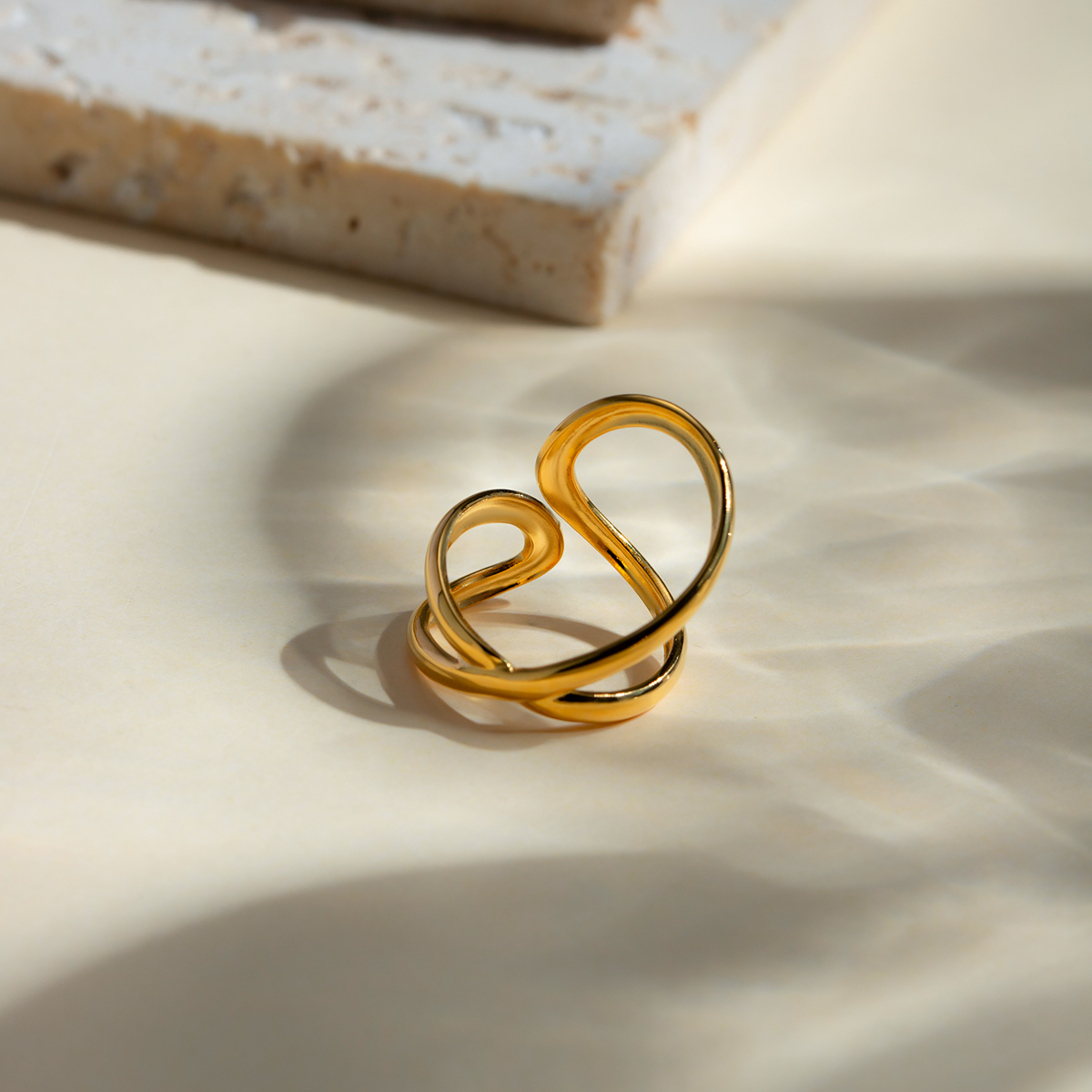IG-Stil Basic Klassischer Stil Geometrisch Einfarbig Edelstahl 304 18 Karat Vergoldet Offener Ring In Masse display picture 5