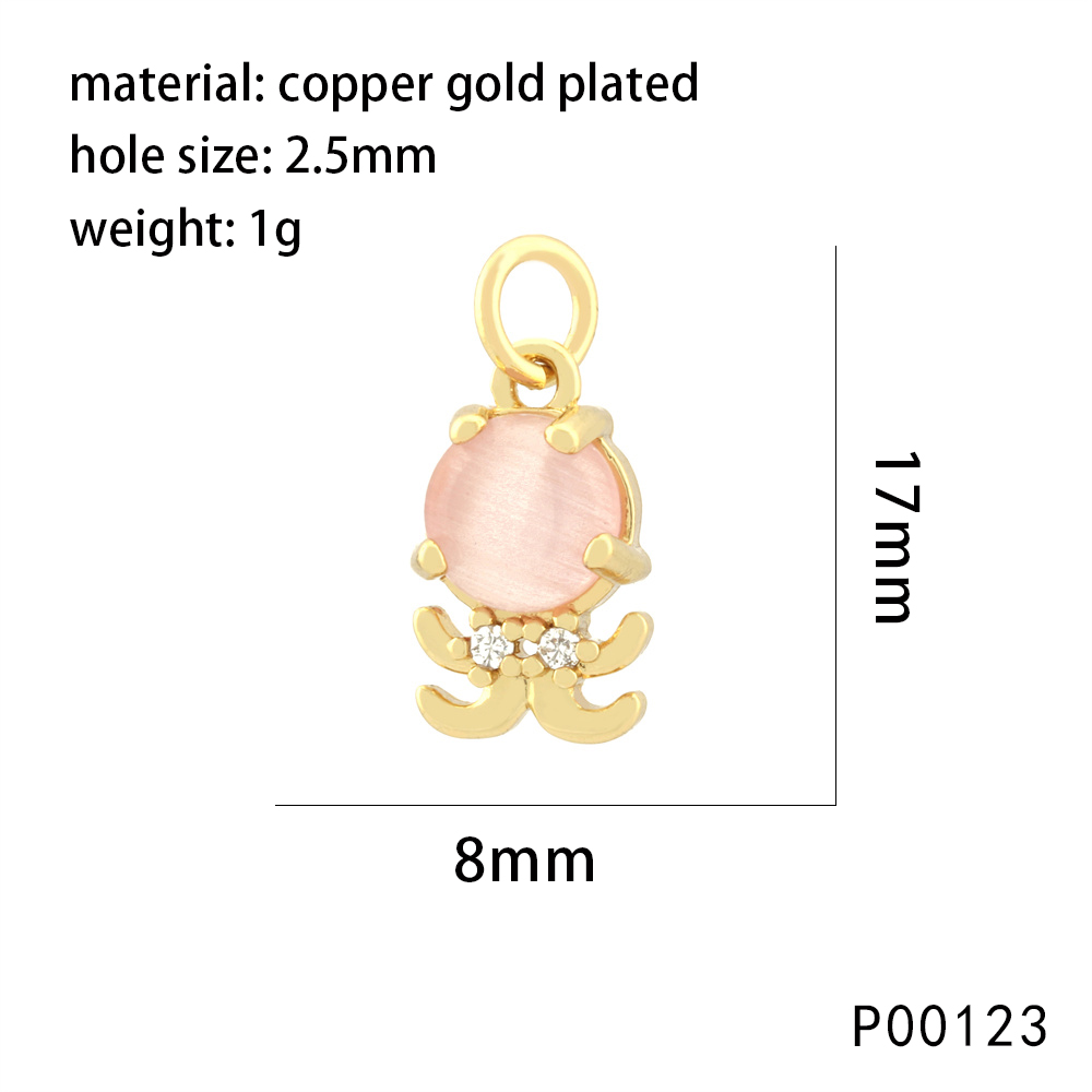 1 Piece 15*9mm Copper Zircon 18K Gold Plated Starfish Hippocampus Pendant Chain display picture 8