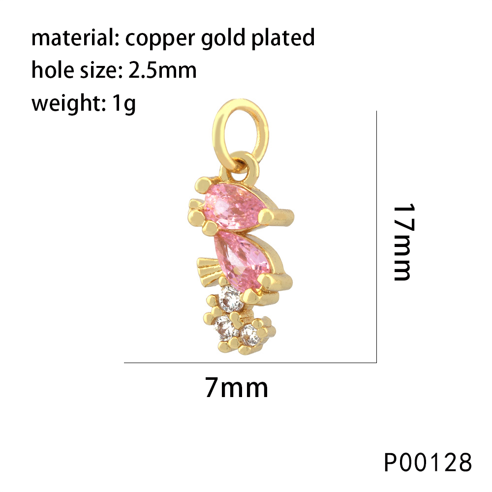 1 Piece 15*9mm Copper Zircon 18K Gold Plated Starfish Hippocampus Pendant Chain display picture 12