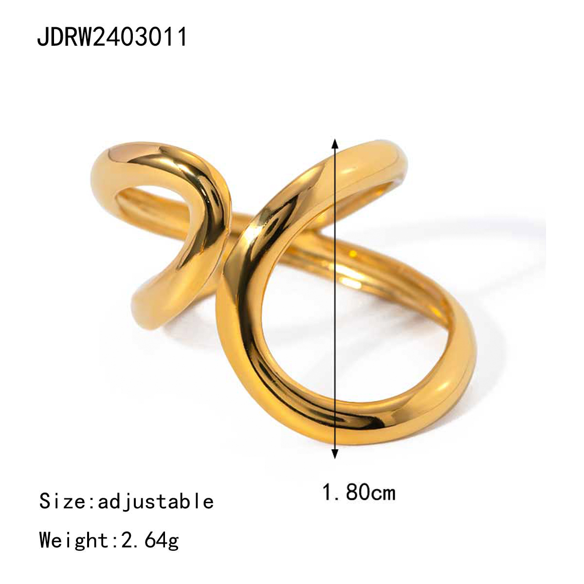 IG Style Basic Classic Style Geometric Solid Color 304 Stainless Steel 18K Gold Plated Open Rings In Bulk display picture 1