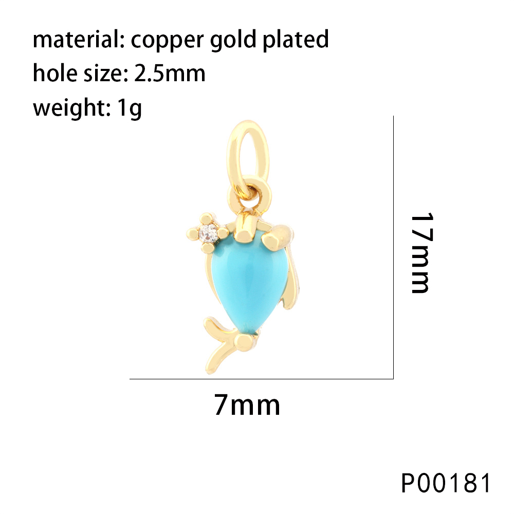 1 Piece 15*9mm Copper Zircon 18K Gold Plated Starfish Hippocampus Pendant Chain display picture 9