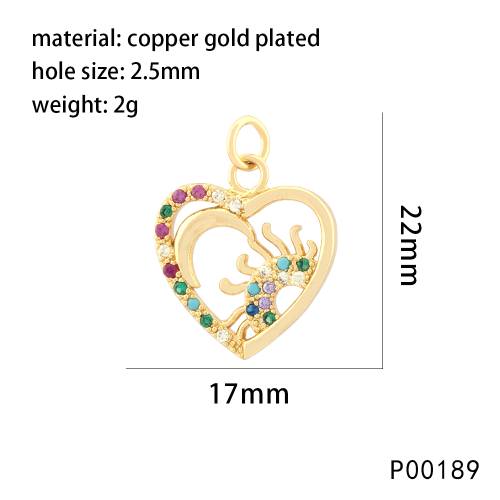 1 Piece 22*7mm Copper Zircon 18K Gold Plated Letter Heart Shape Life Tree Pendant Chain display picture 5